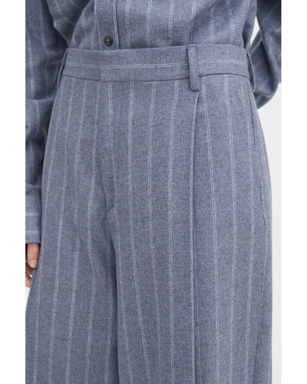 Filippa K Blue Wide Pleated Striped Trousers