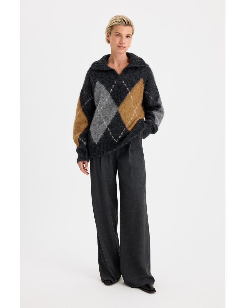 Filippa K Black Alpaca Check Sweater
