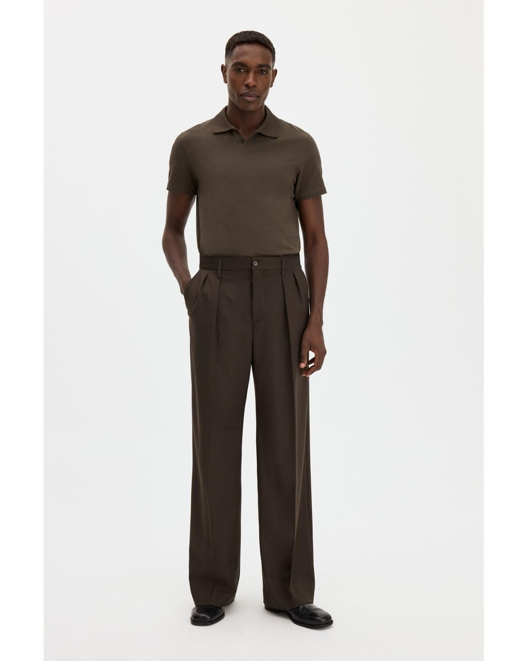 Filippa K Brown Stretch Cotton Polo T-Shirt for men
