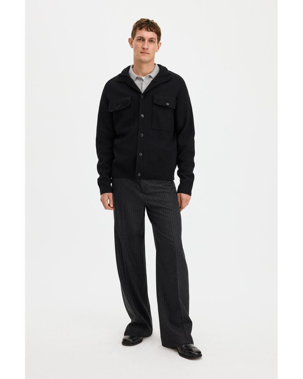 Filippa K Black Felted Knit Overshirt for men