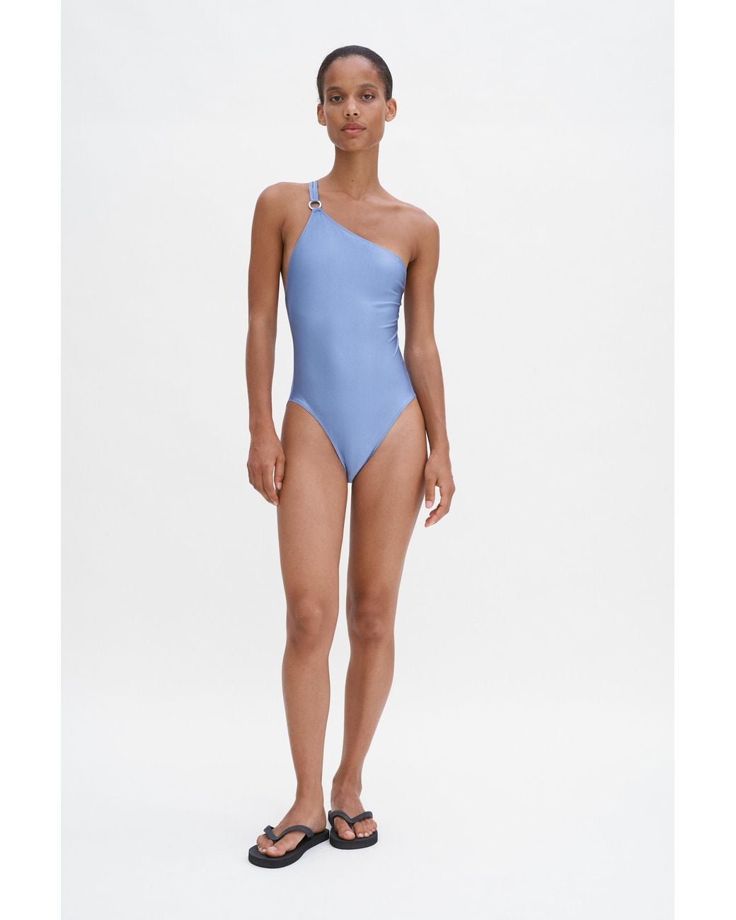 Filippa K Blue Asymmetric Shimmer Swimsuit