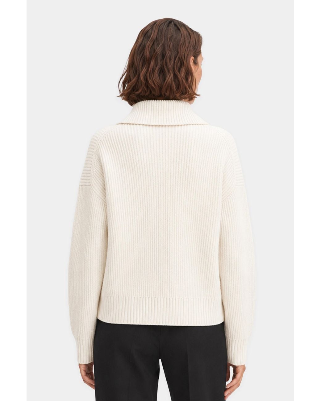 Filippa K Natural Ribbed Wool Half Zip Sweater