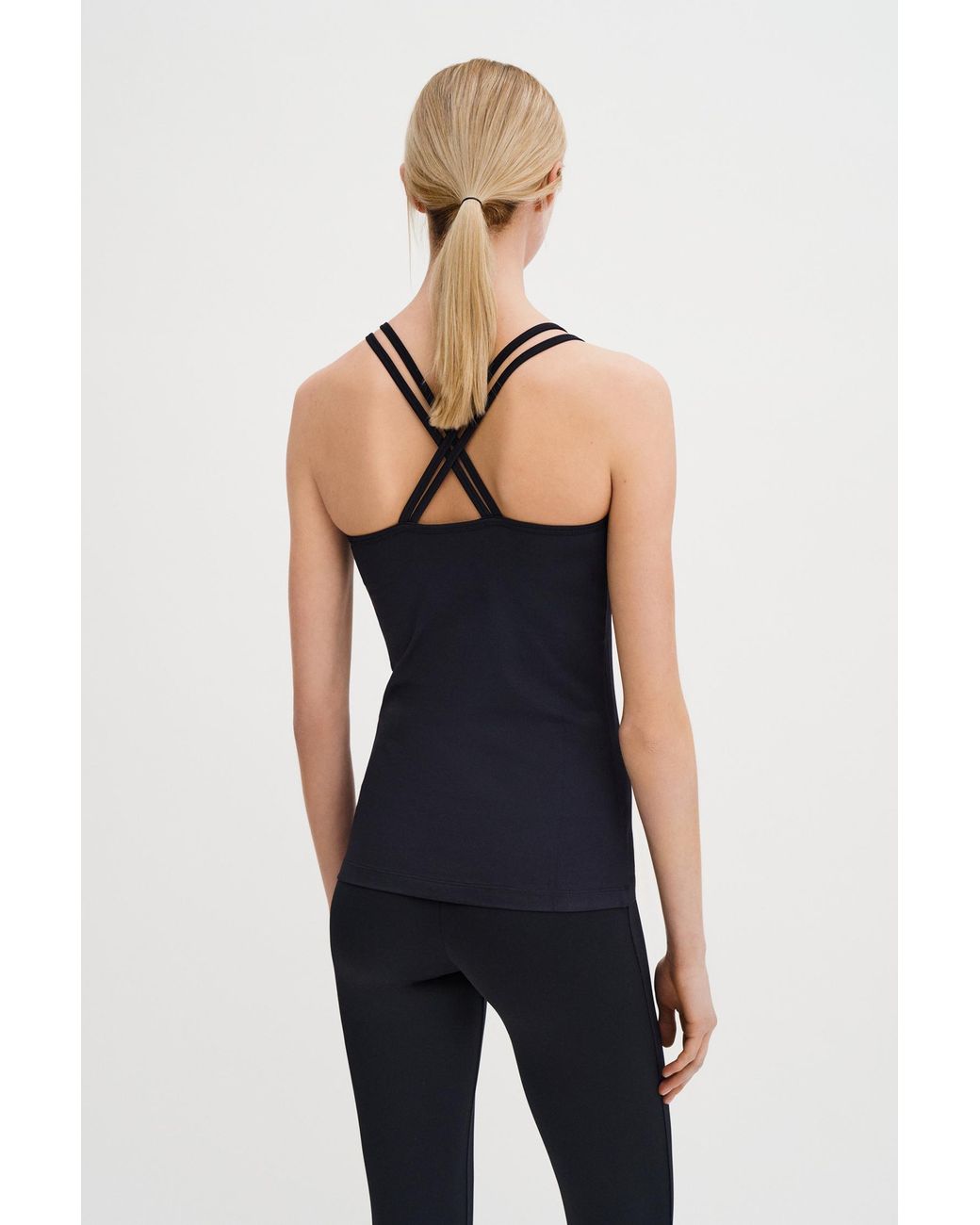 Filippa K Black Cross-Back Yoga Top