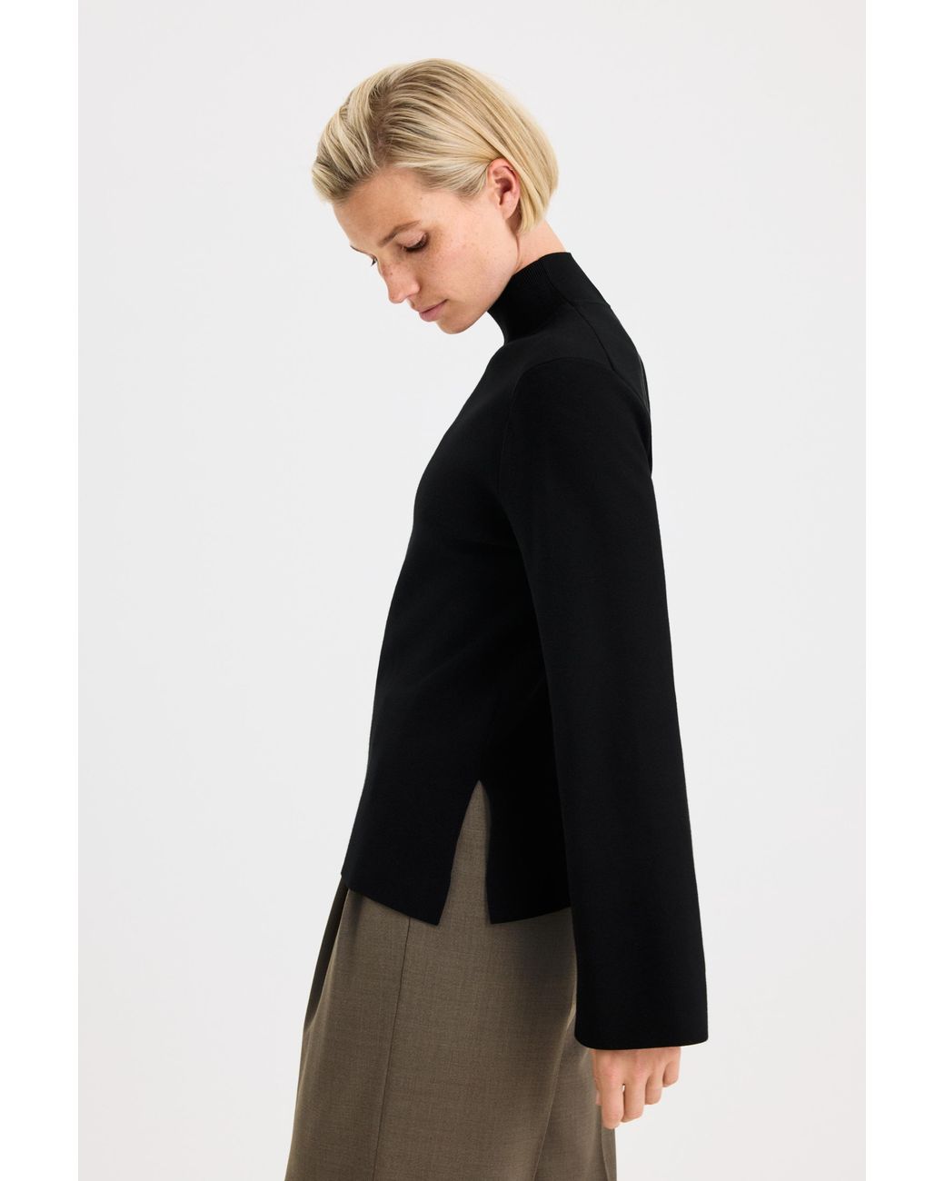 Filippa K Black Milano Knit Mock Neck Top