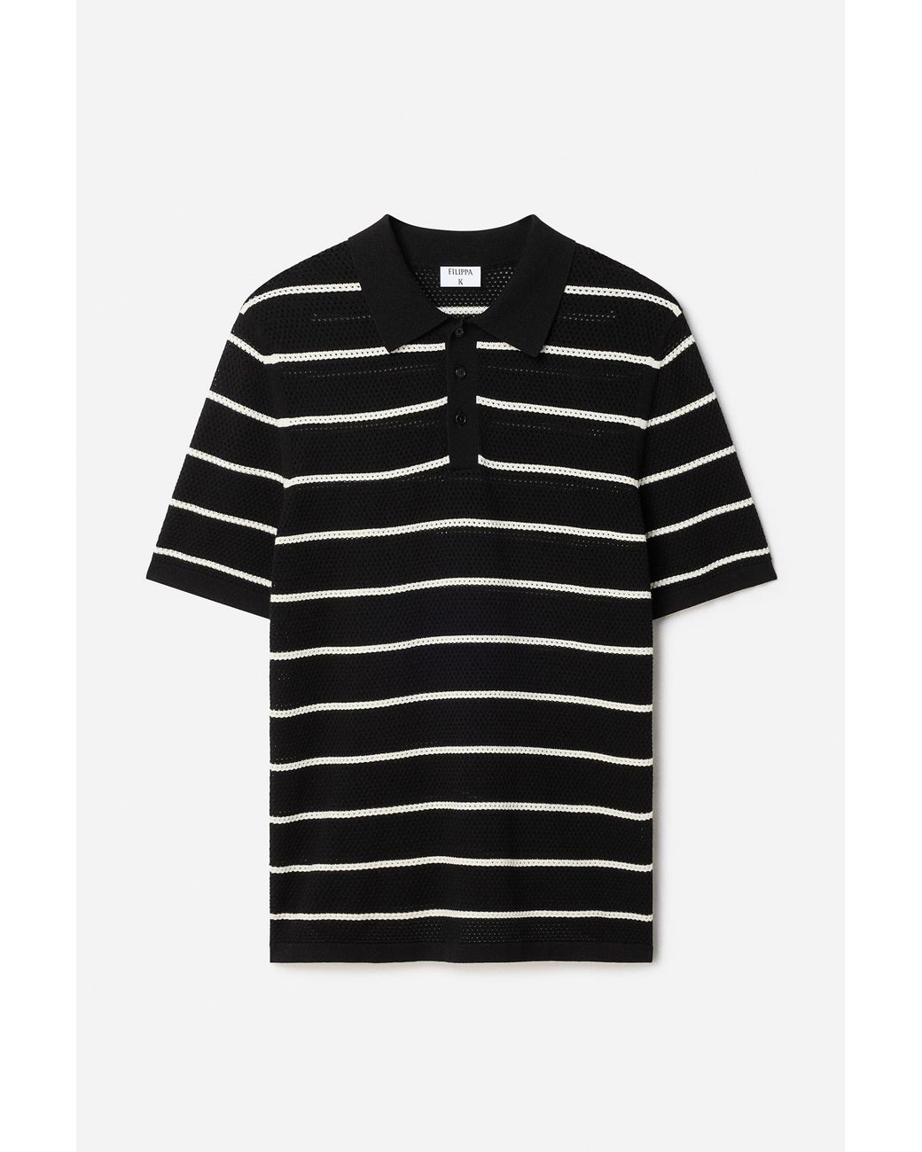 Filippa K Black Striped Mesh Polo for men