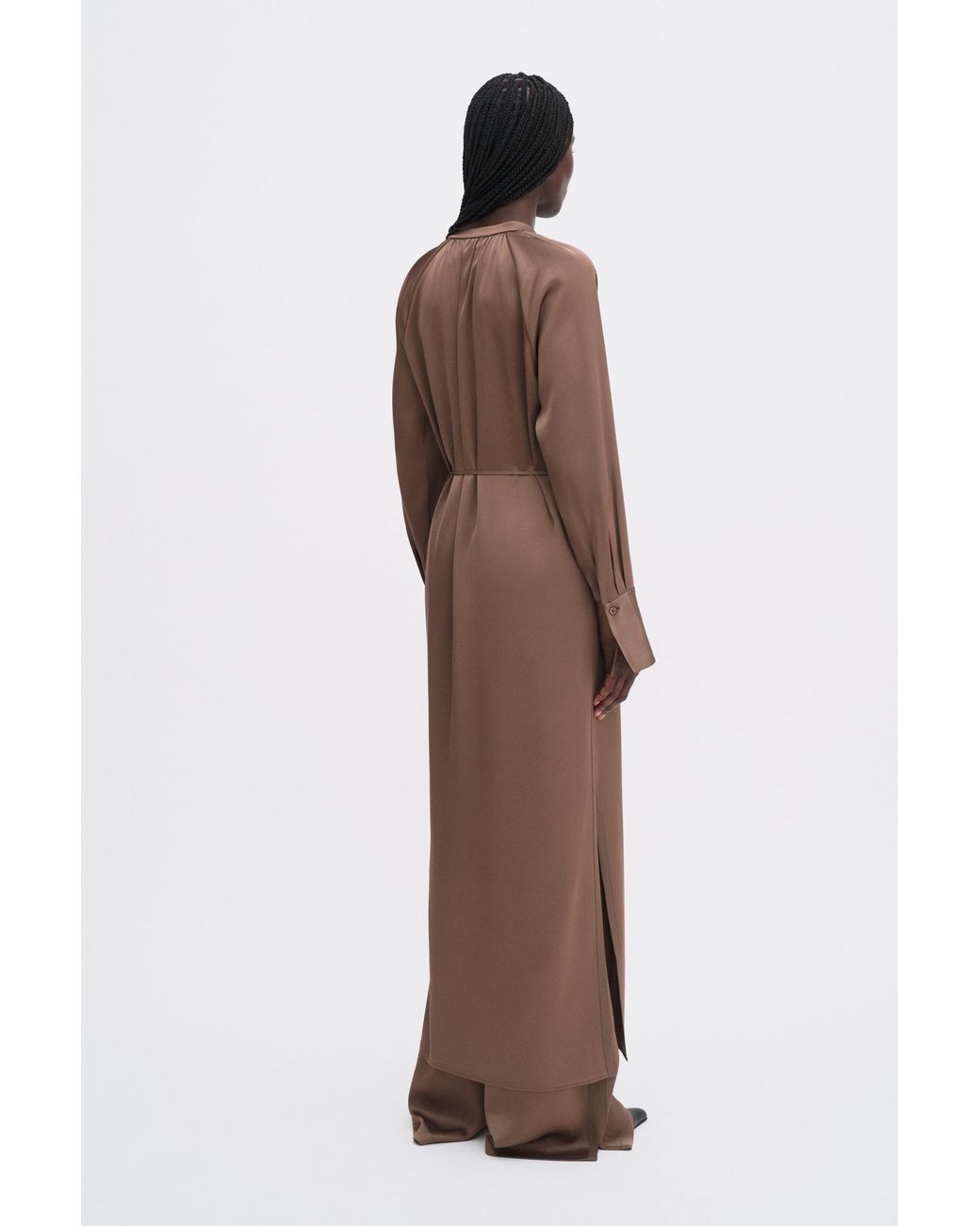 Filippa K Brown Gathered Raglan Dress
