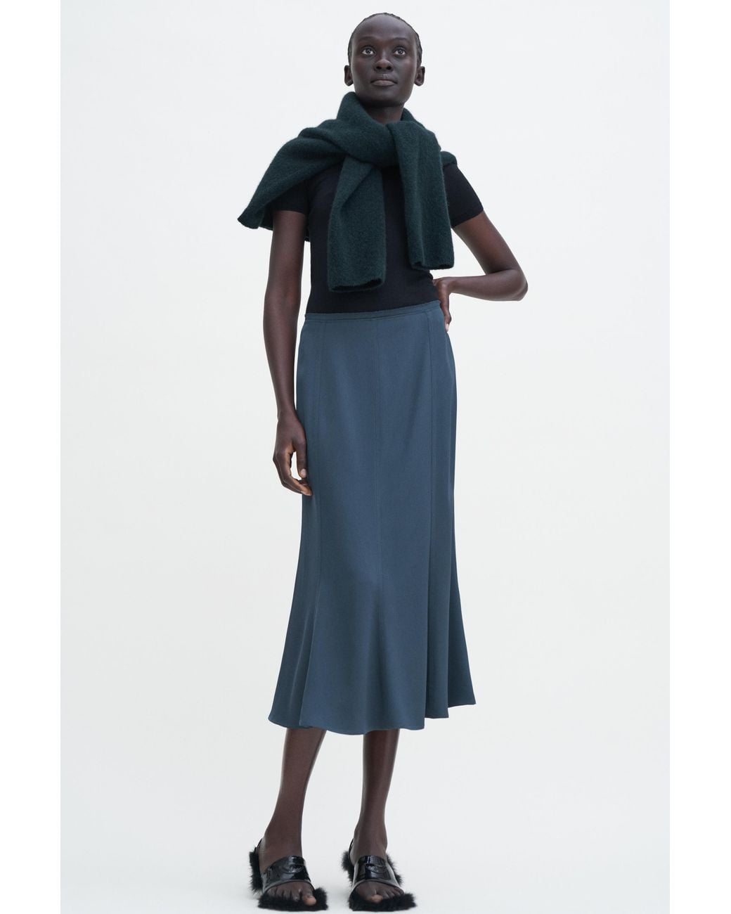 Filippa K Blue Satin Skirt