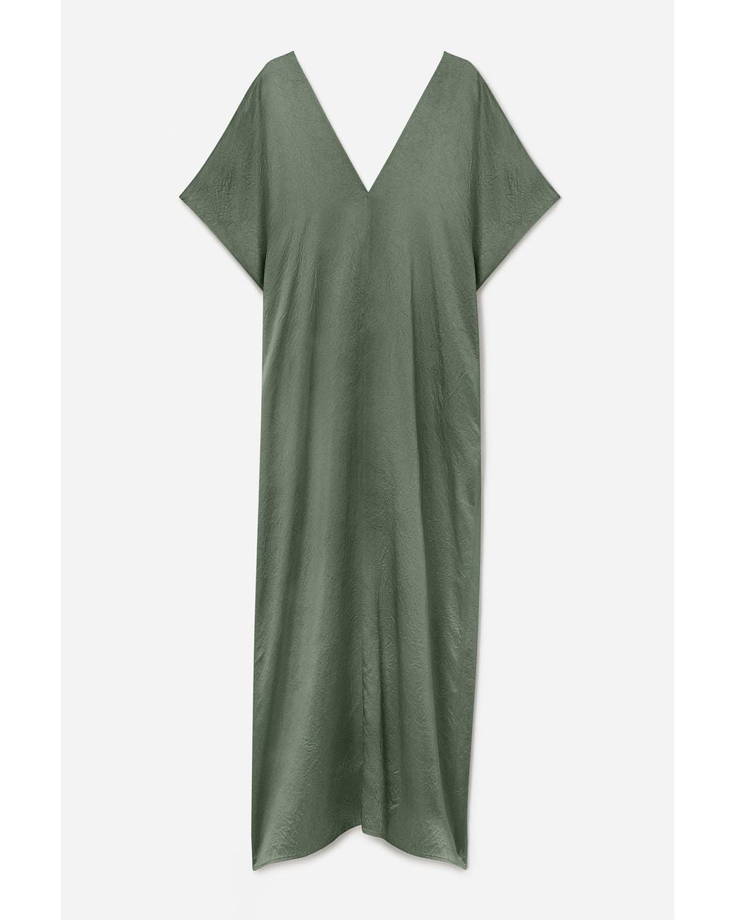 Filippa K Green V-Neck Crinkle Kaftan