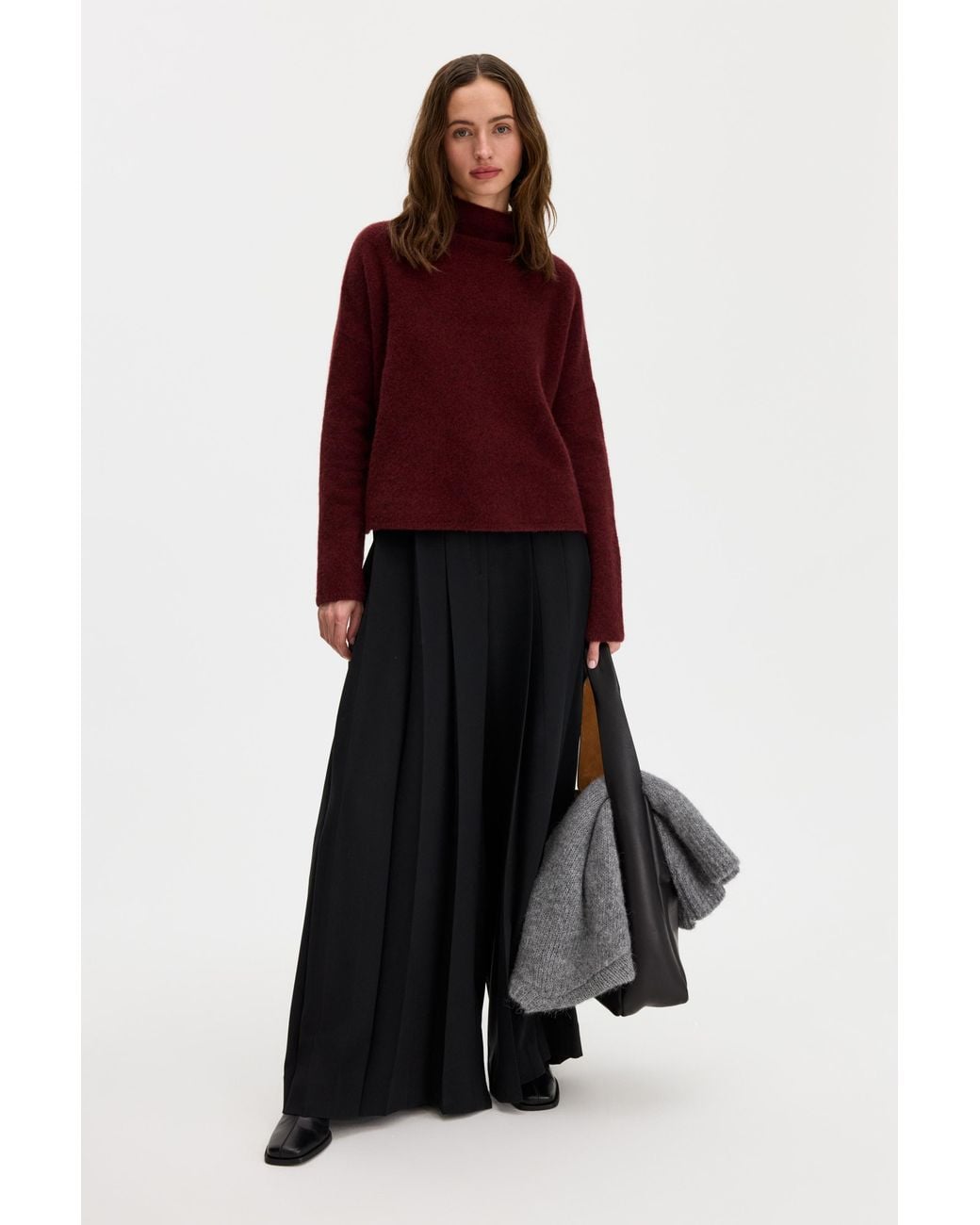 Filippa K Red Mika Yak Funnelneck Sweater