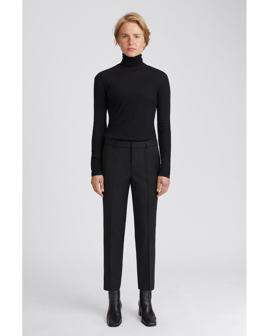 Filippa K Emma Cropped Cool Wool Trouser in Black - Lyst