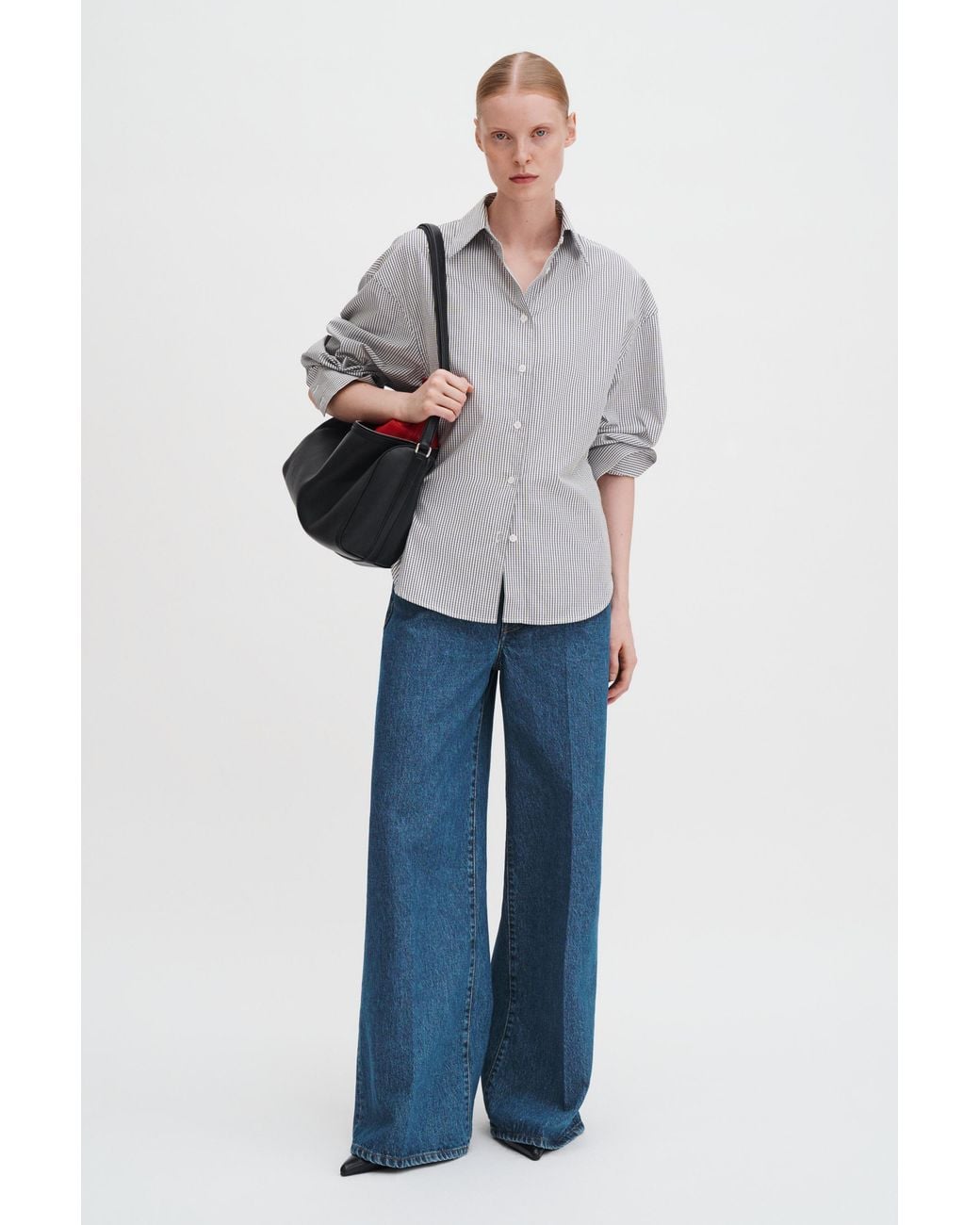 Filippa K Gray Hourglass Microcheck Shirt