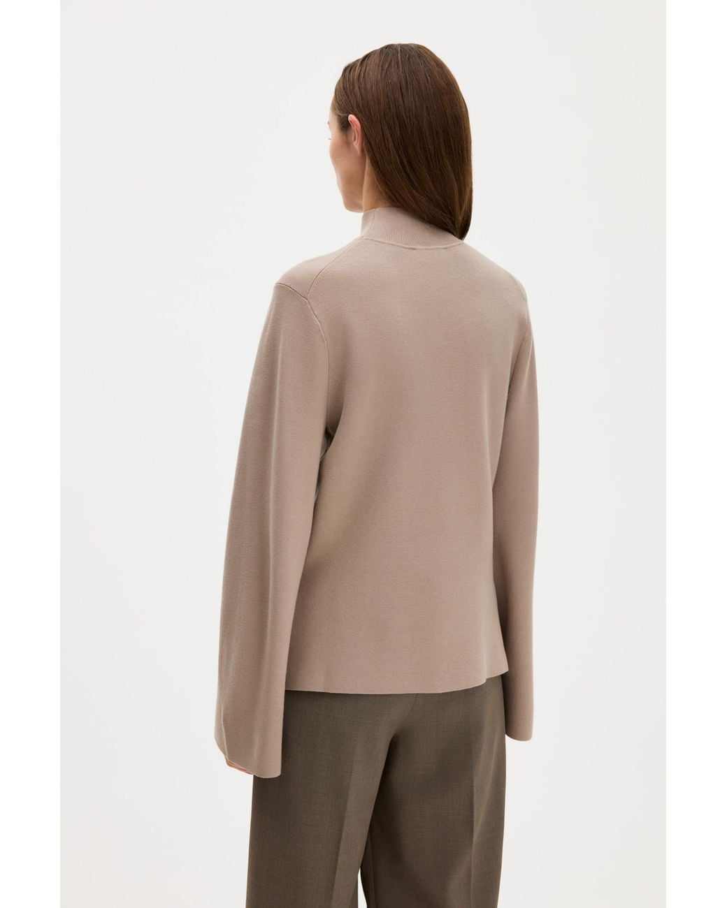 Filippa K Brown Milano Knit Mock Neck Top