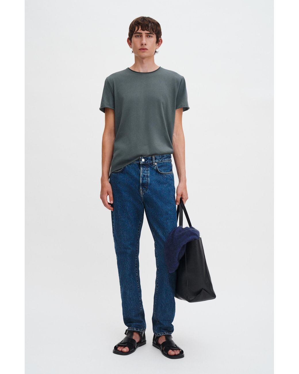 Filippa K Blue Roll Neck Tee for men