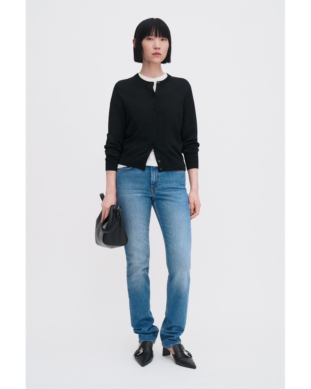 Filippa K Blue Glossy Knit Cardigan