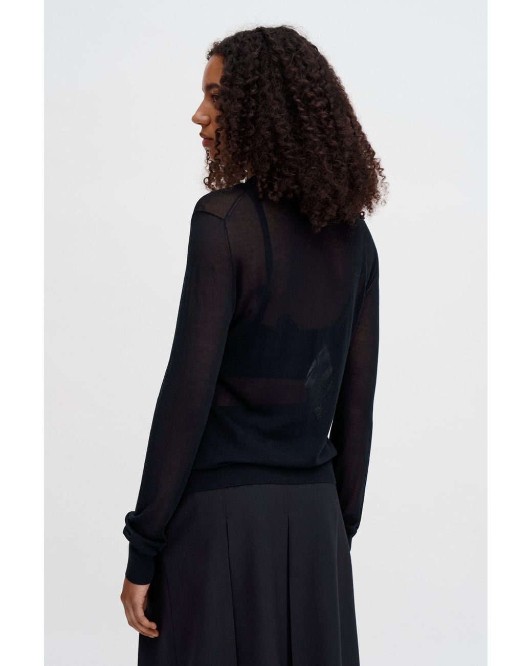Filippa K Black Sheer Knit Henley