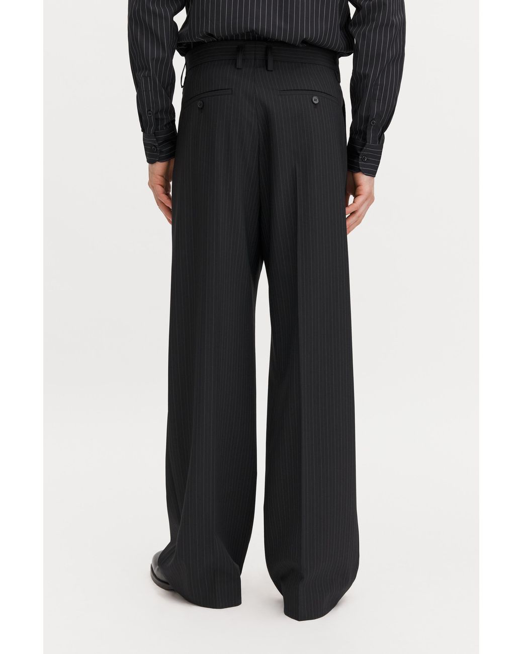 Filippa K Black Milo Pinstripe Trousers for men