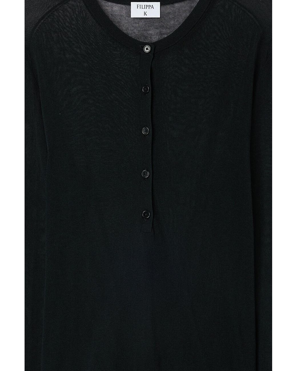 Filippa K Black Sheer Knit Henley