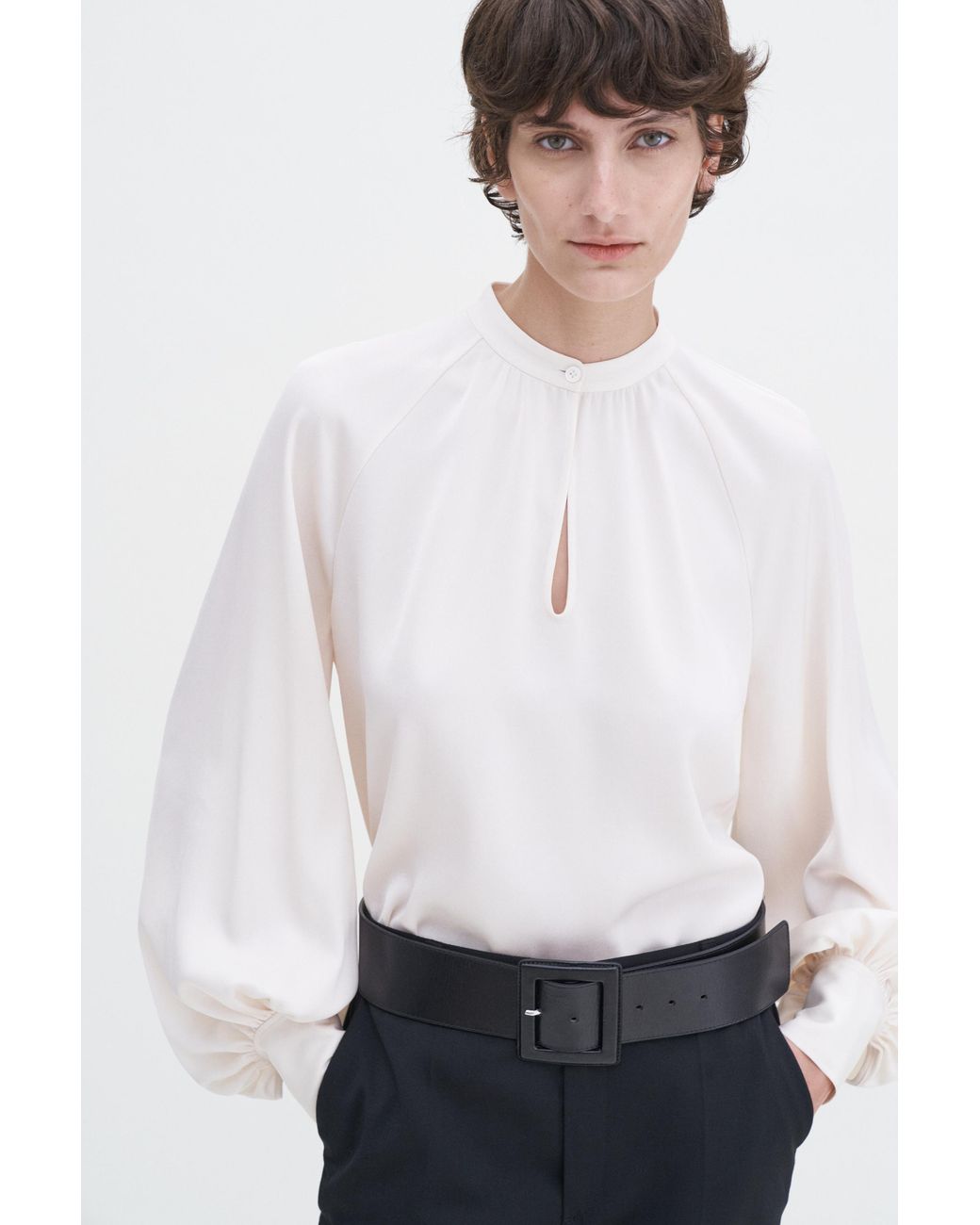 Filippa K White Stand Collar Blouse