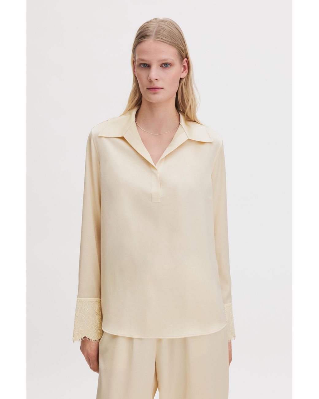 Filippa K Natural Lace Cuff Detail Blouse