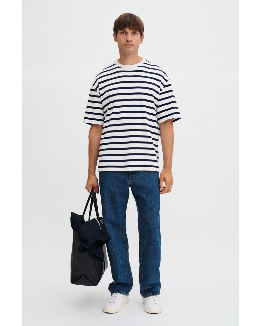 Filippa K Blue Striped Crewneck Tee for men