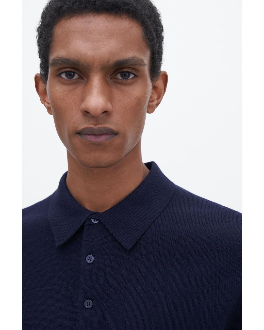 Filippa K Blue Knitted Polo Shirt for men