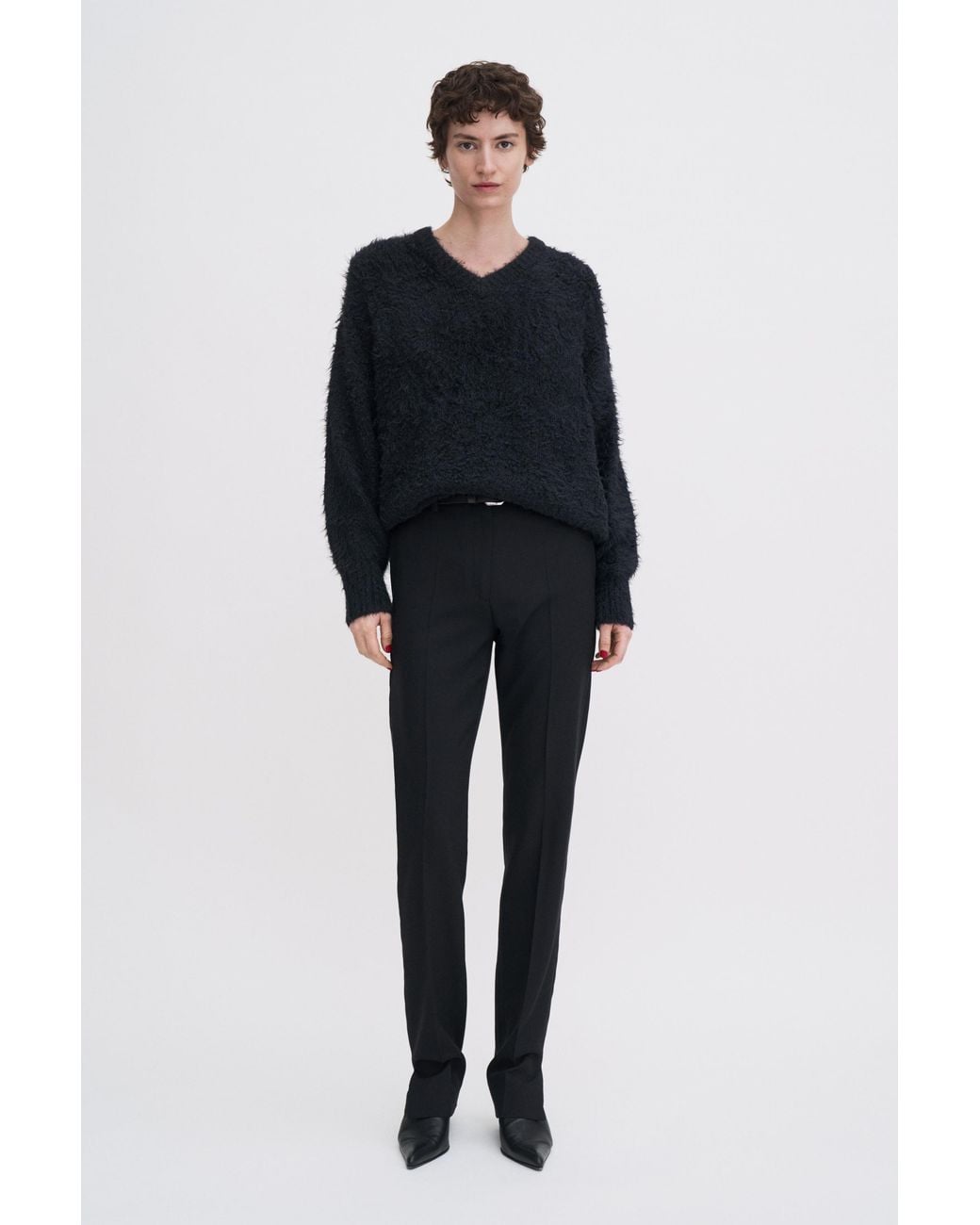 Filippa K Blue Fluffy Silk V-Neck Sweater