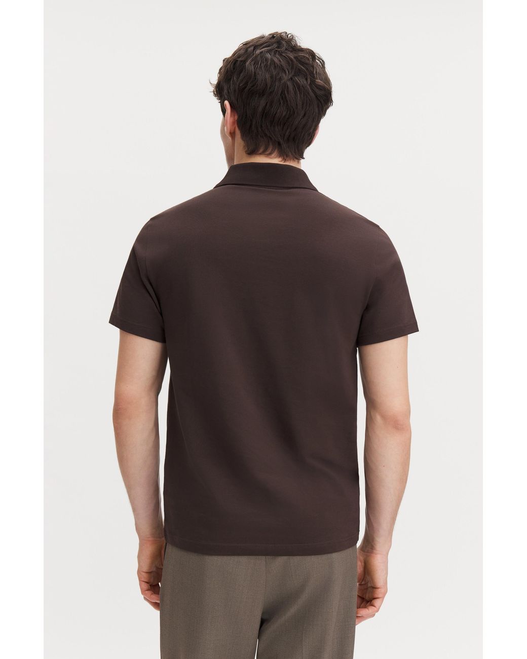 Filippa K Brown Stretch Cotton Polo T-Shirt for men