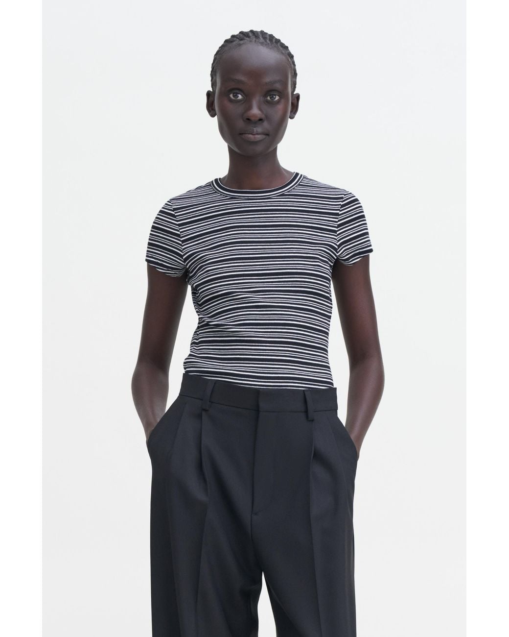 Filippa K Blue Striped Fine Rib Tee