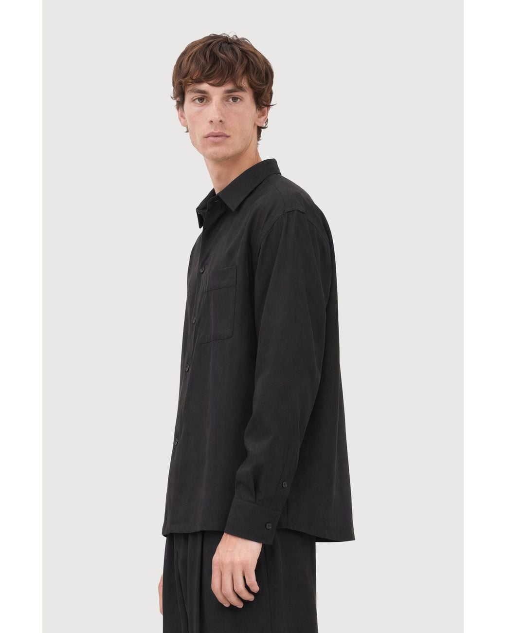 Filippa K Black Boxy Wool Twill Shirt for men
