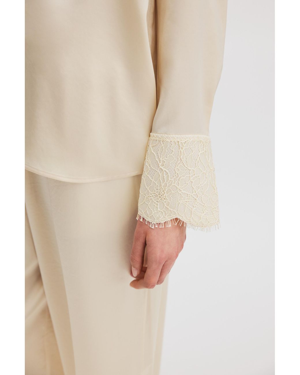 Filippa K Natural Lace Cuff Detail Blouse