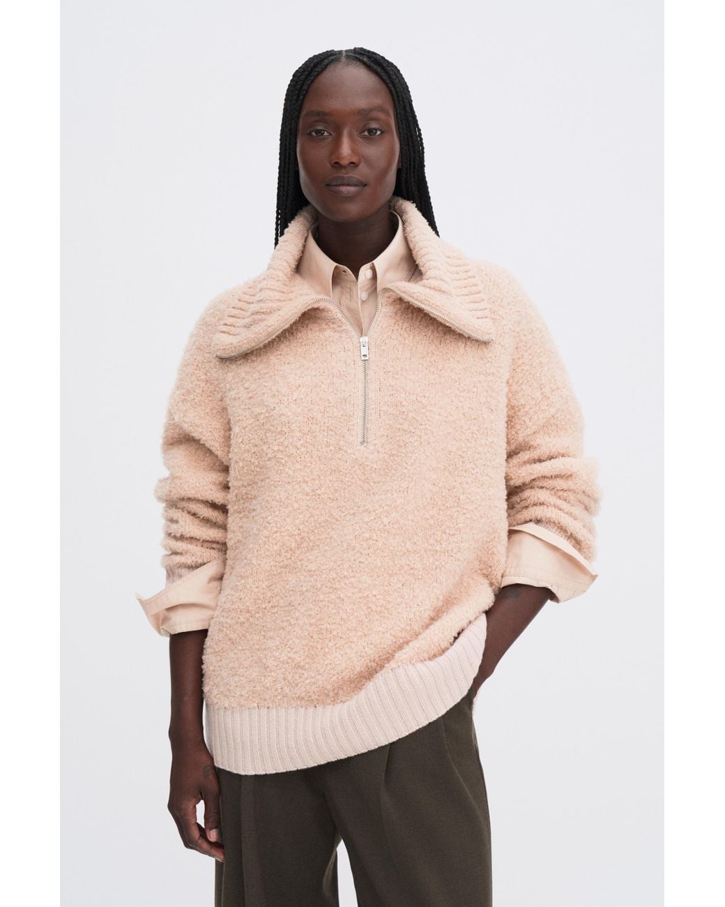 Filippa K Fluffy Half Zip Sweater in Natural | Lyst