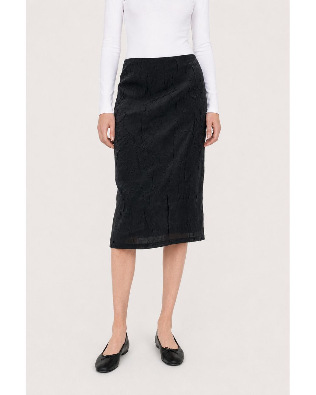Filippa K Black Crinkled Pencil Skirt