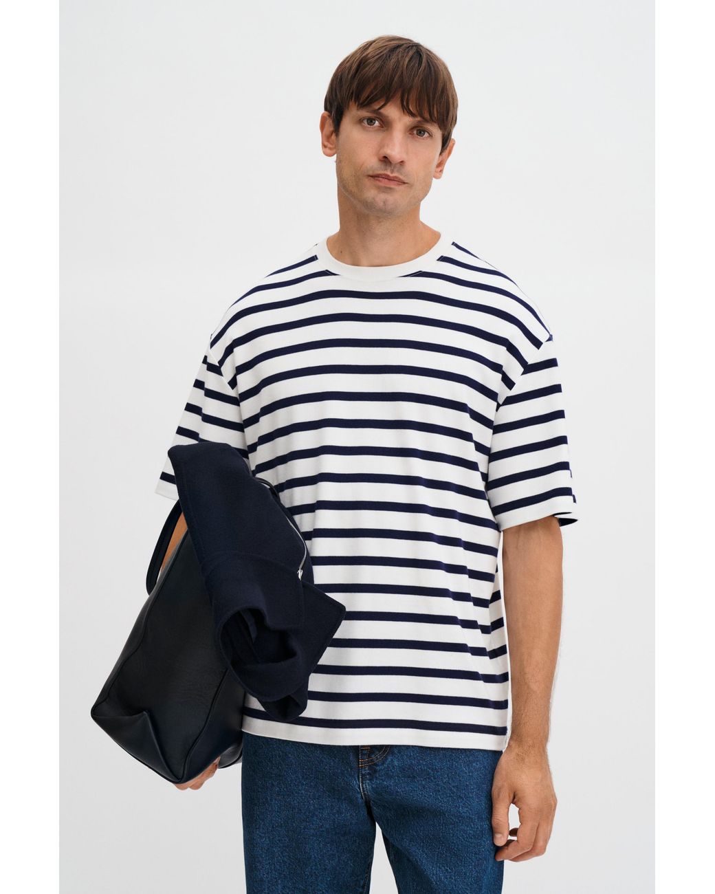 Filippa K Blue Striped Crewneck Tee for men