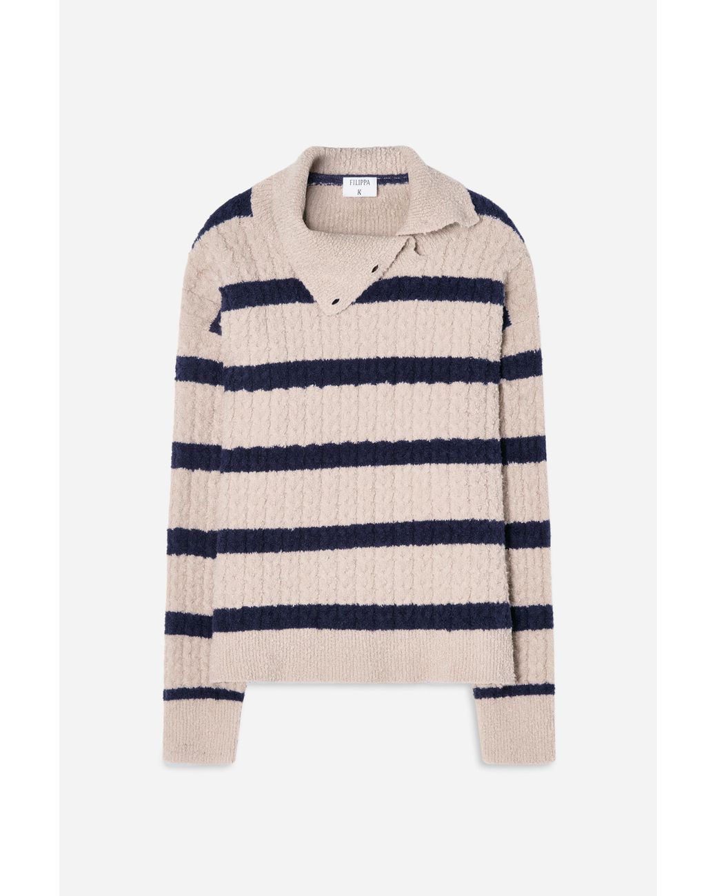 Filippa K Blue Striped Shawl Collar Sweater