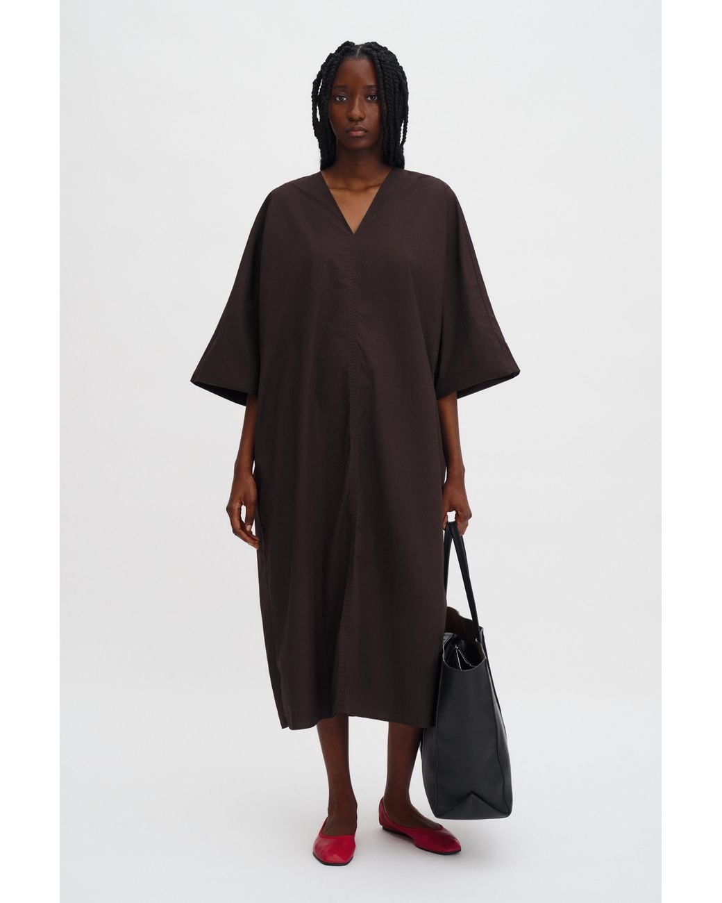 Filippa K Black V-Neck Cotton Kaftan