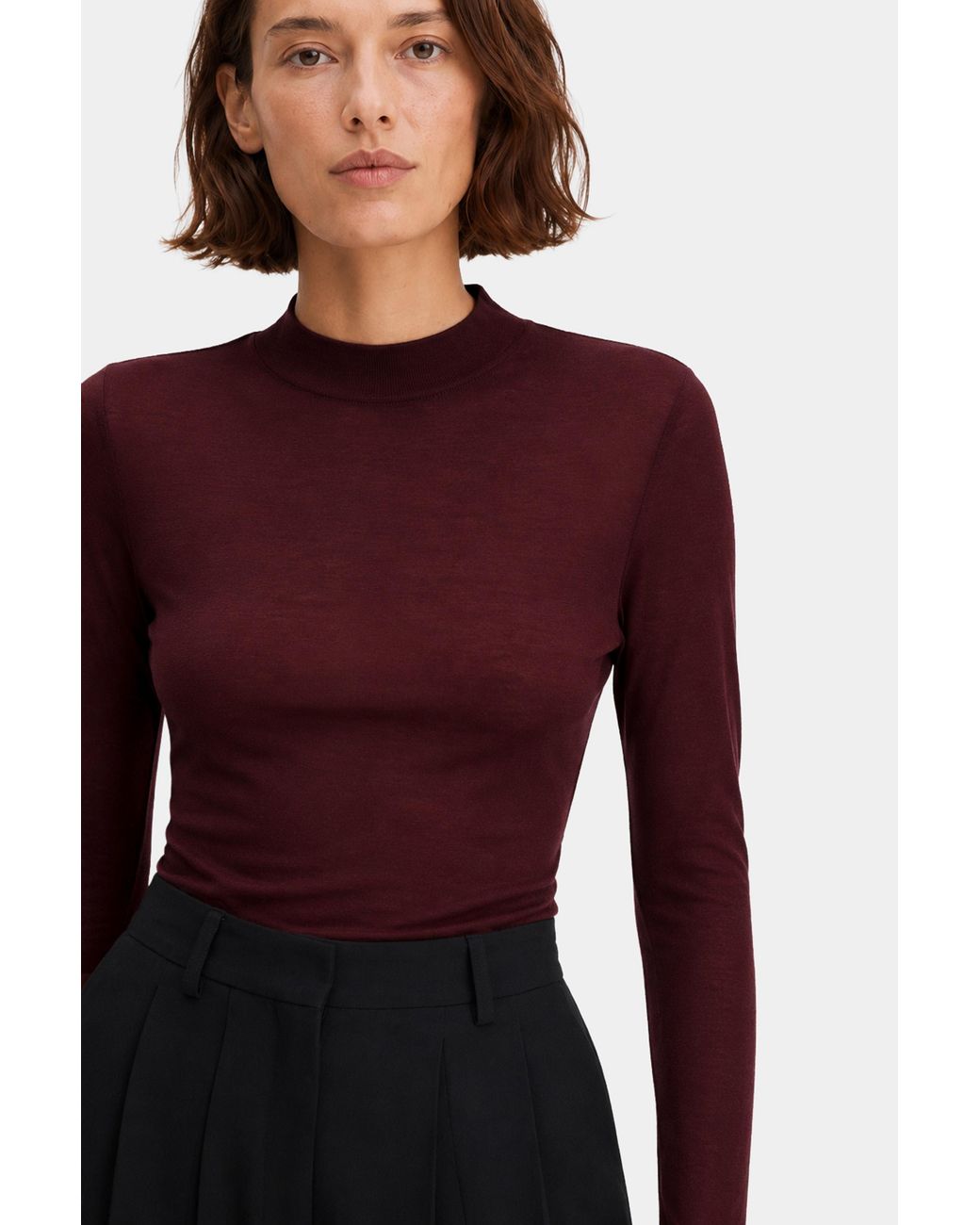 Filippa K Purple Lyocell Cashmere Mock Neck Top