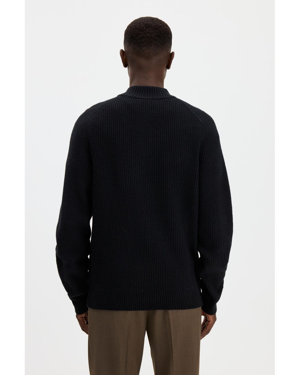 Filippa K Black Wool Half Zip Sweater for men