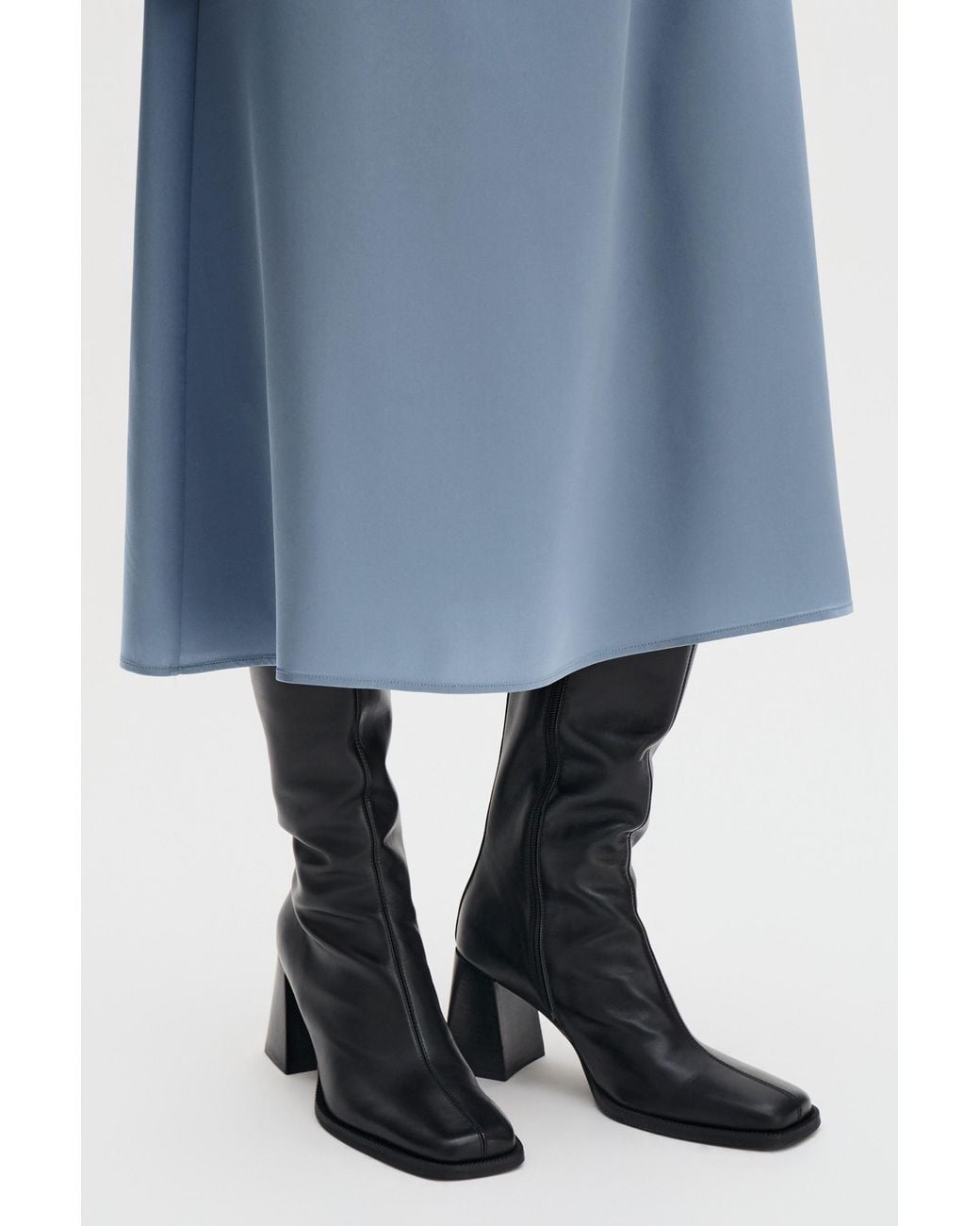 Filippa K Blue Gathered Kimono Boatneck Dress