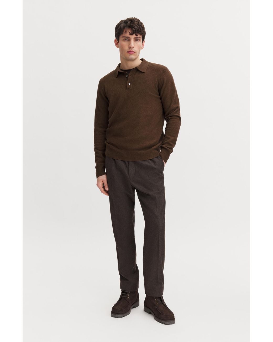 Filippa K Brown Soft Wool Polo Shirt for men