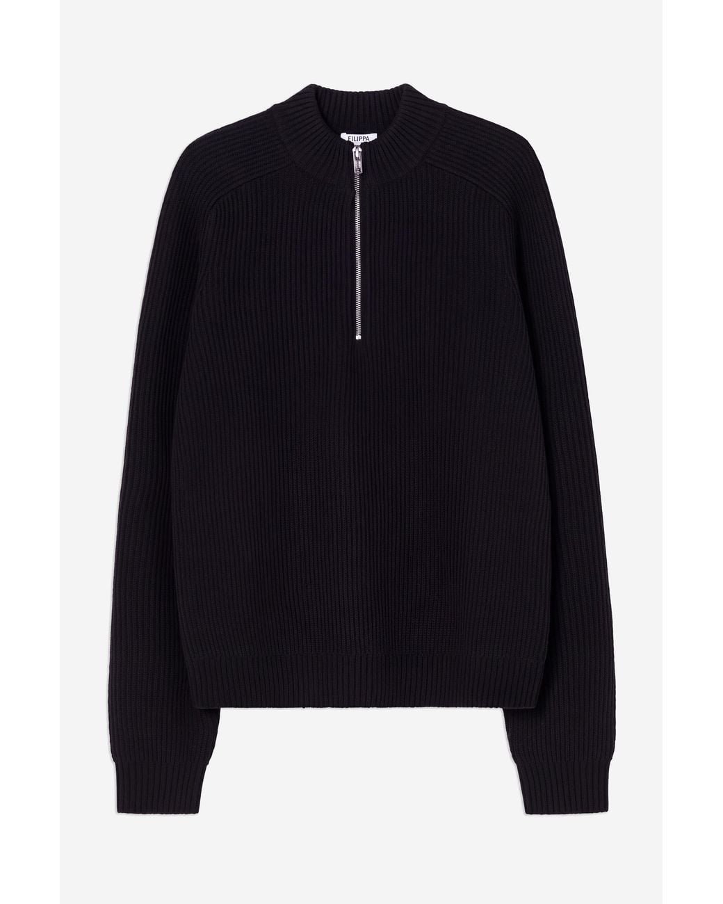 Filippa K Black Wool Half Zip Sweater for men