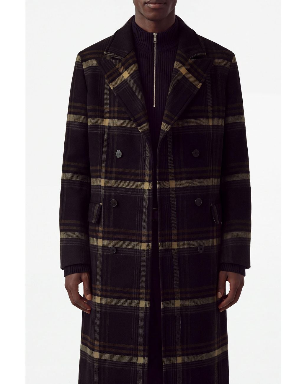 Filippa K Black Damian Check Wool Coat for men