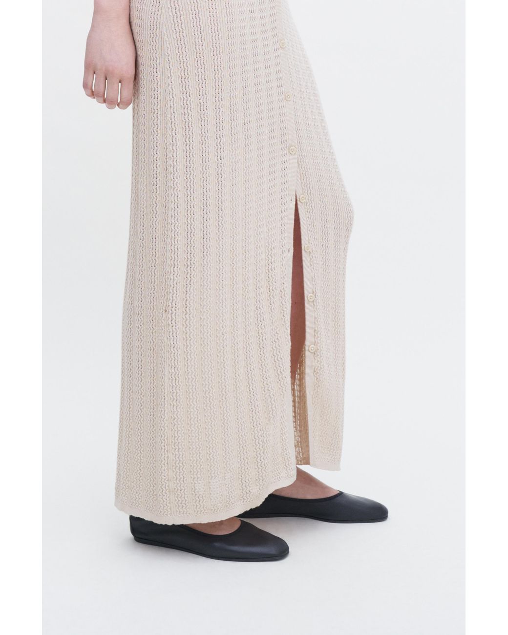 Filippa K Natural Buttoned Mesh Knit Dress