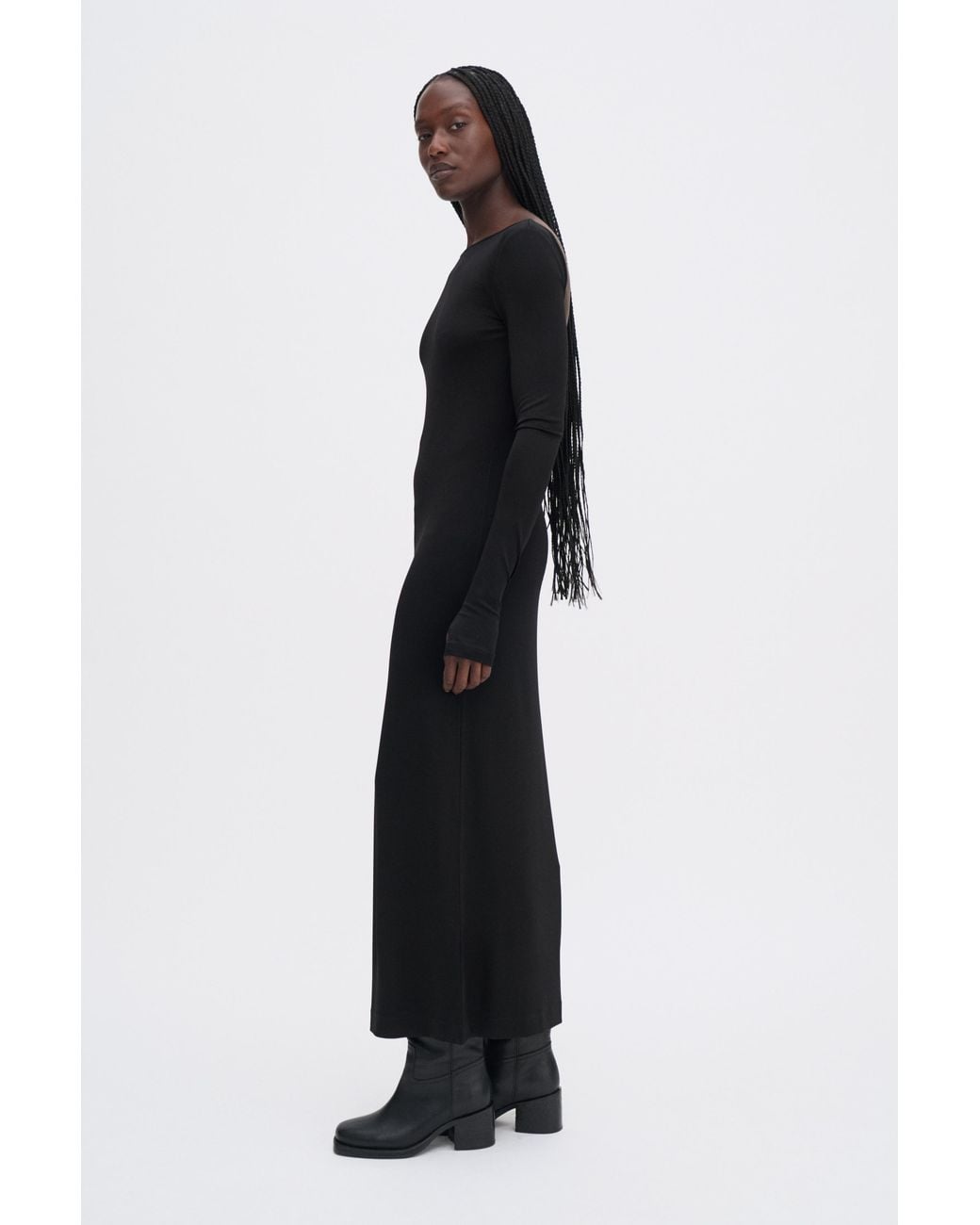 Filippa K Black Scooped Back Jersey Dress