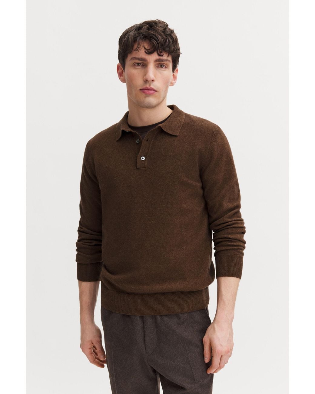 Filippa K Brown Soft Wool Polo Shirt for men