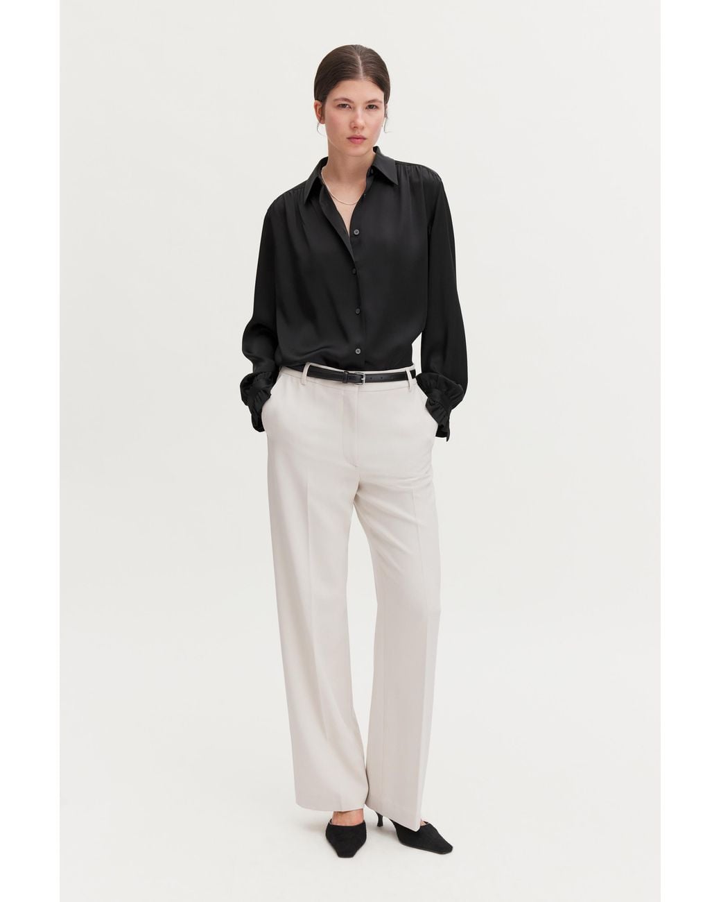 Filippa K Black Gathered Detail Blouse