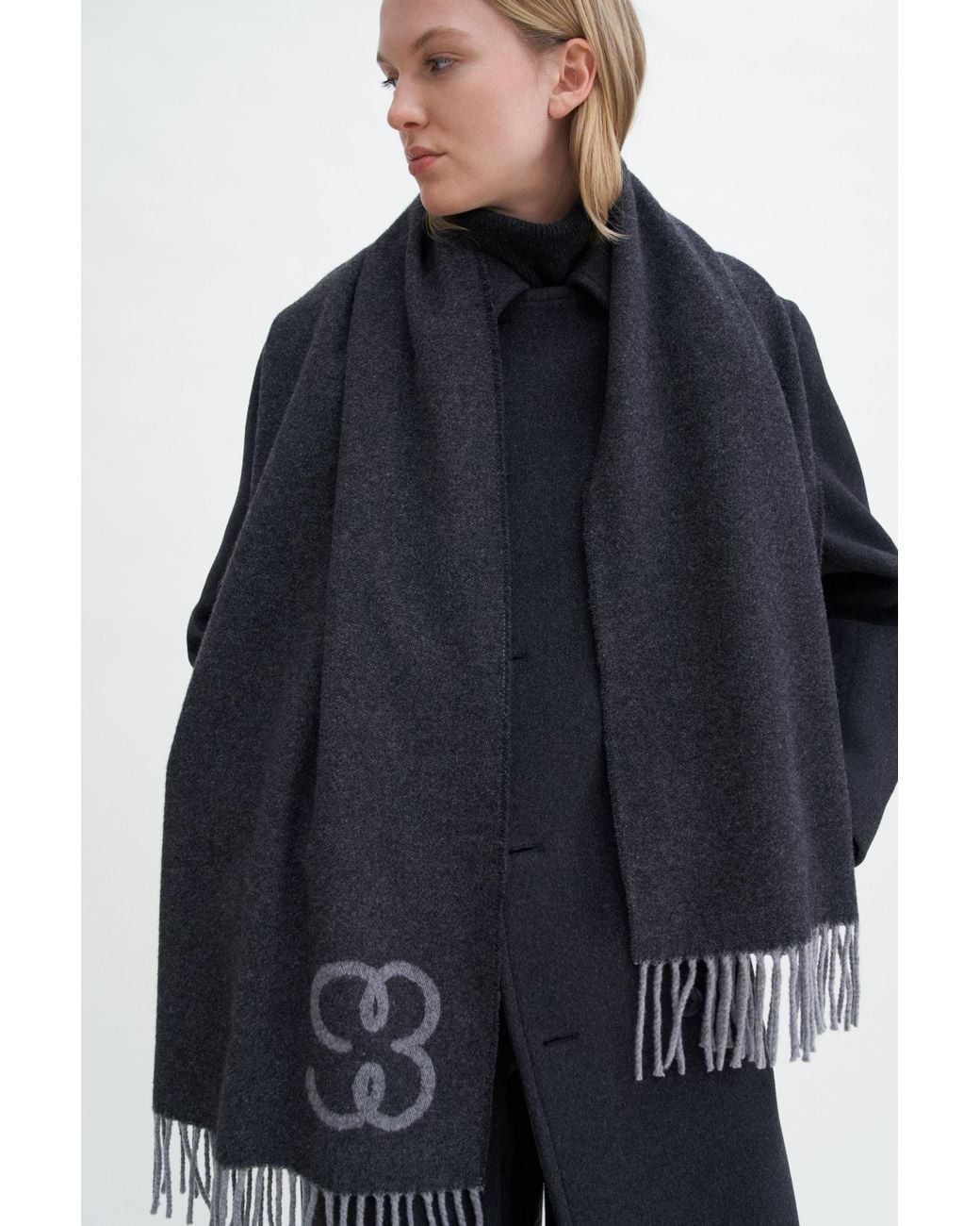 Filippa K Blue Monogram Scarf