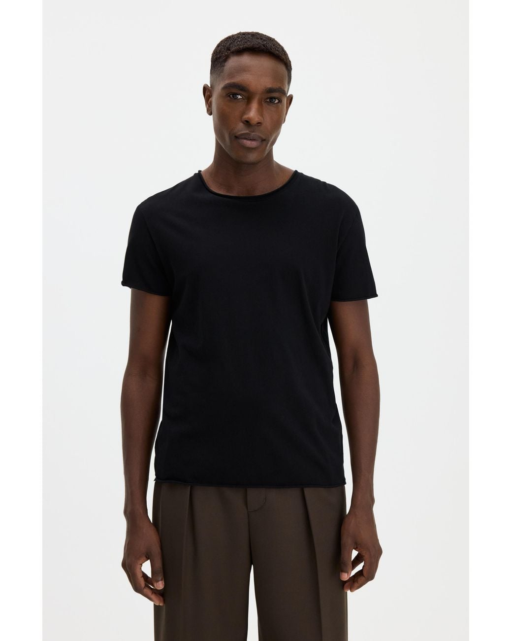 Filippa K Black Roll Neck Tee for men
