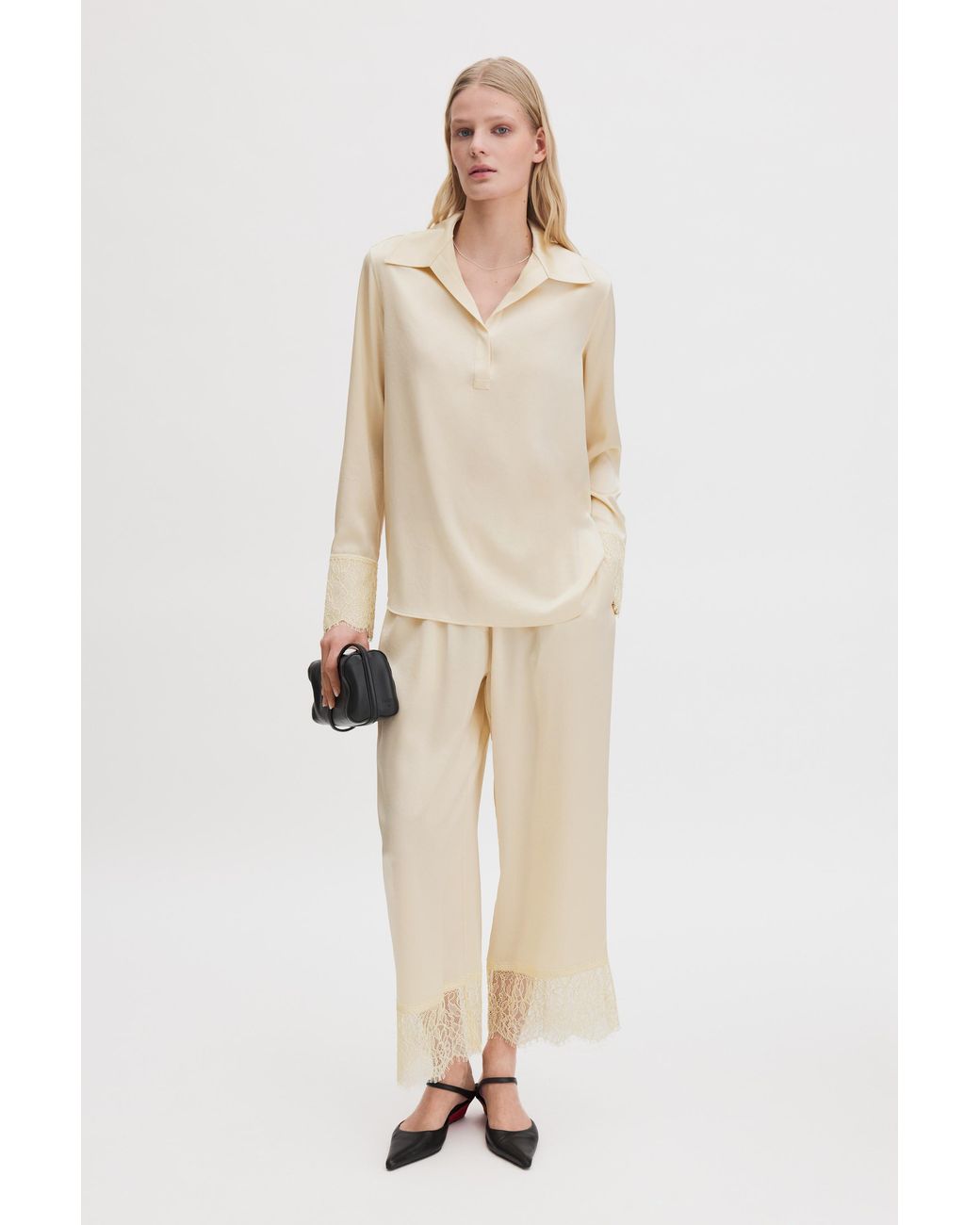 Filippa K Natural Lace Cuff Detail Blouse