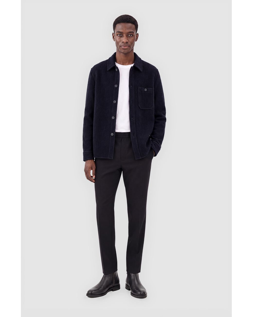Filippa K Blue Boiled Wool Overshirt for men