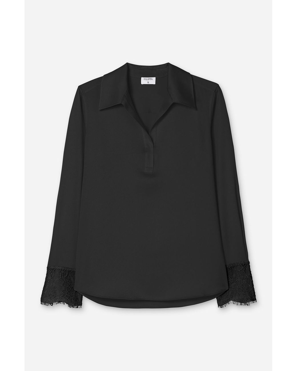 Filippa K Black Lace Cuff Detail Blouse